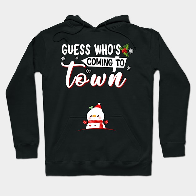 Gues Who_s Coming To Town Funny Pregnant Hoodie by Dunnhlpp